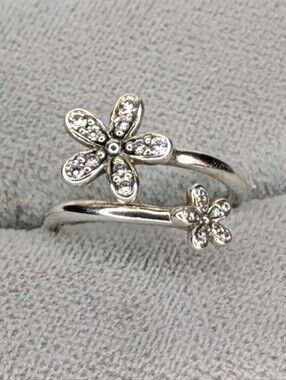 PANDORA Double Dazzling Daisies Open Ring Size 4.5 (48)